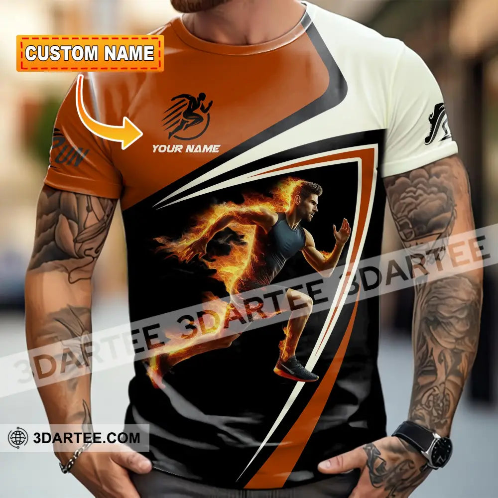 Unisex Shirt - Custom Running Fire Man Shirt T-shirt