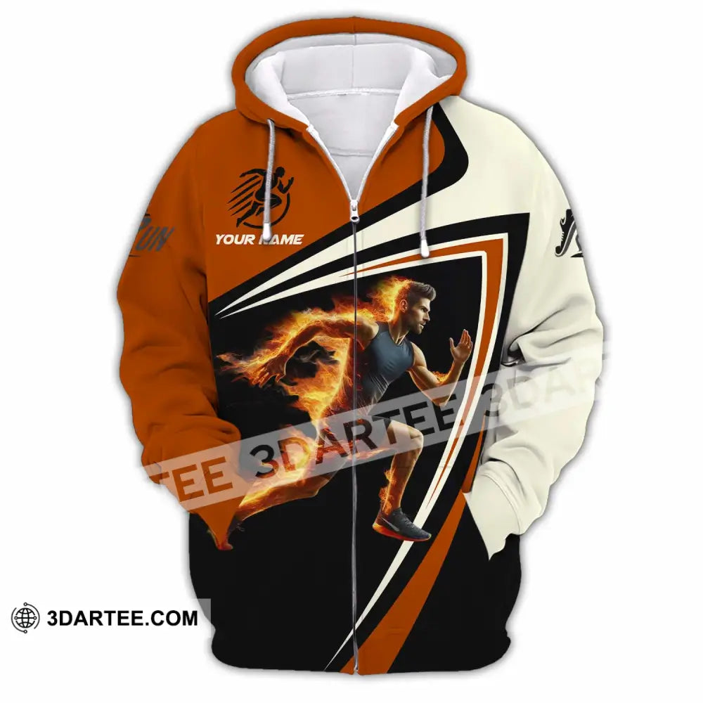 Unisex Shirt - Custom Running Fire Man Shirt Zipper Hoodie / S T-shirt