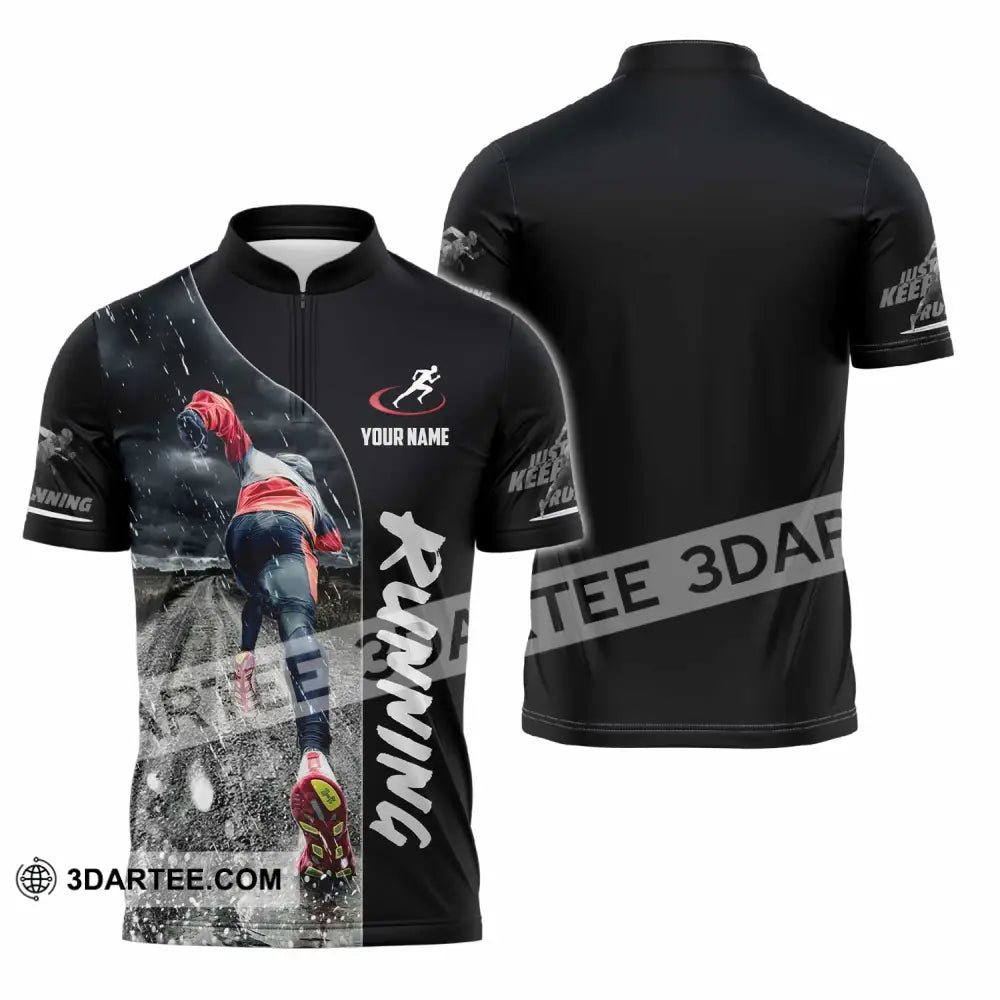 Unisex Shirt - Custom Running Lover Shirt Zipper Polo Shirt / S T-shirt