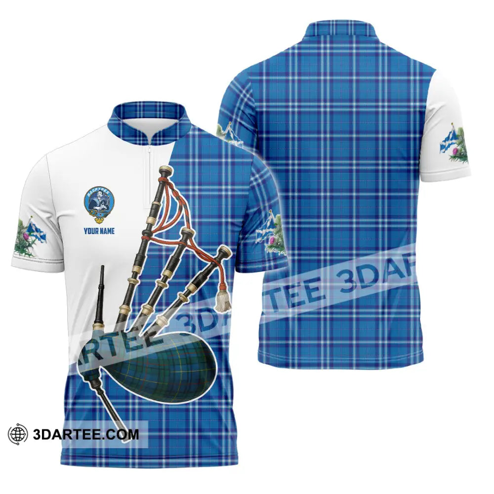 Unisex Shirt - Custom Scotland Bagpipe Shirt Zipper Polo Shirt / S T-shirt