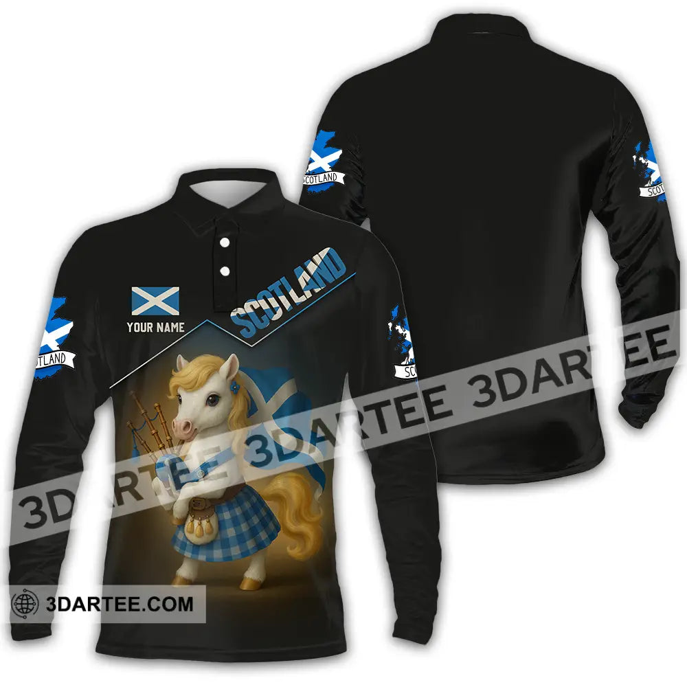 Unisex Shirt - Custom Scotland Shirt Long Sleeve Polo / S T-shirt