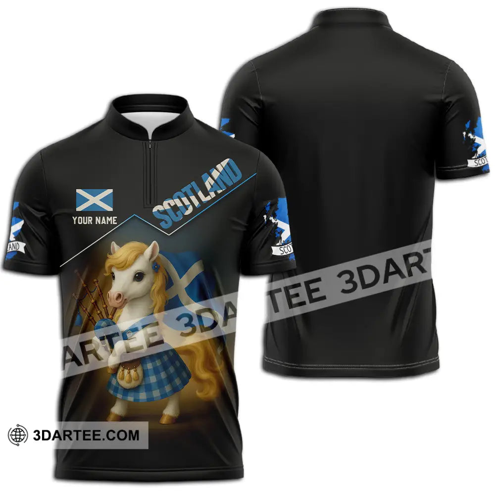 Unisex Shirt - Custom Scotland Shirt Zipper Polo Shirt / S T-shirt