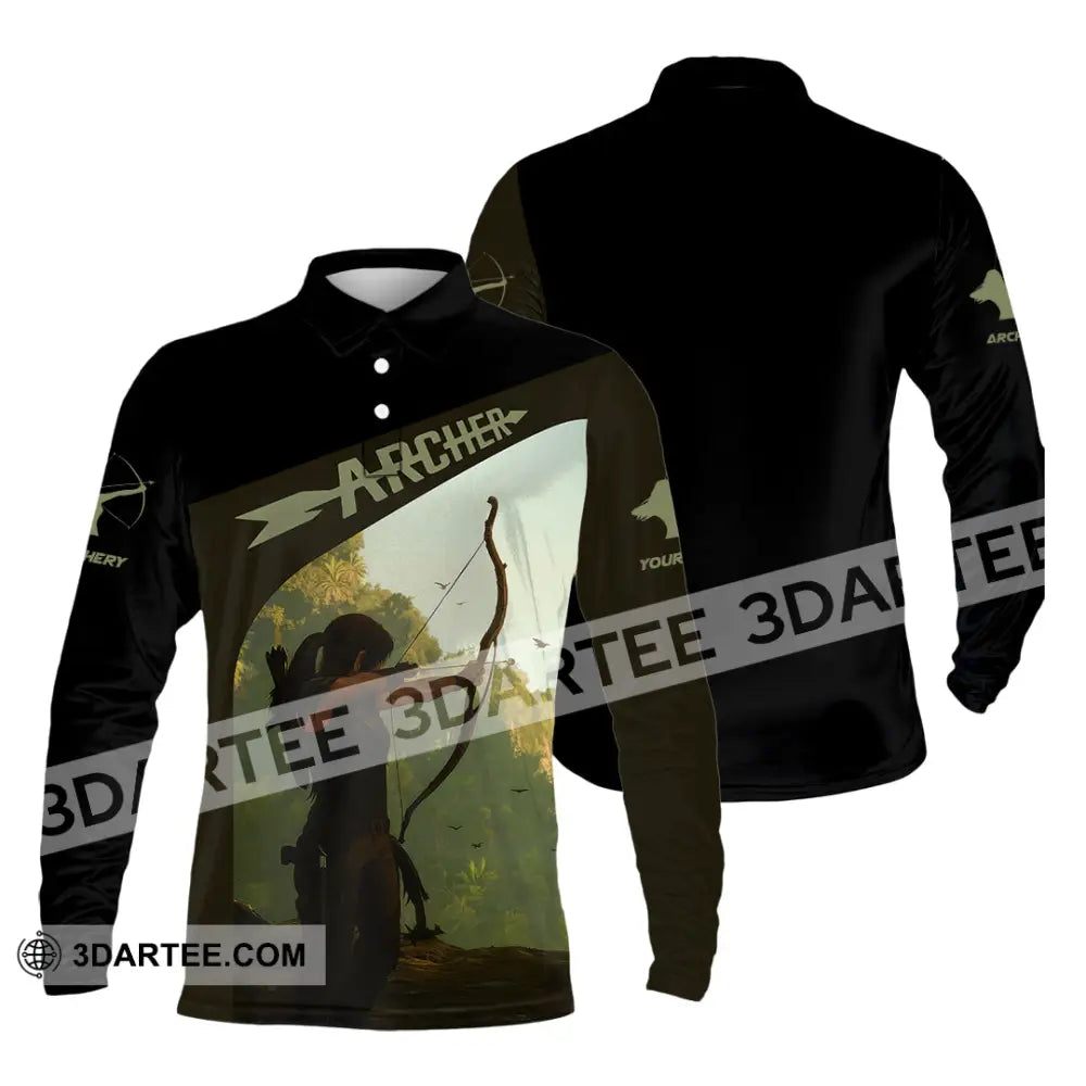 Unisex Shirt - Custom Shooting Archery Player Shirt Long Sleeve Polo / S T-shirt