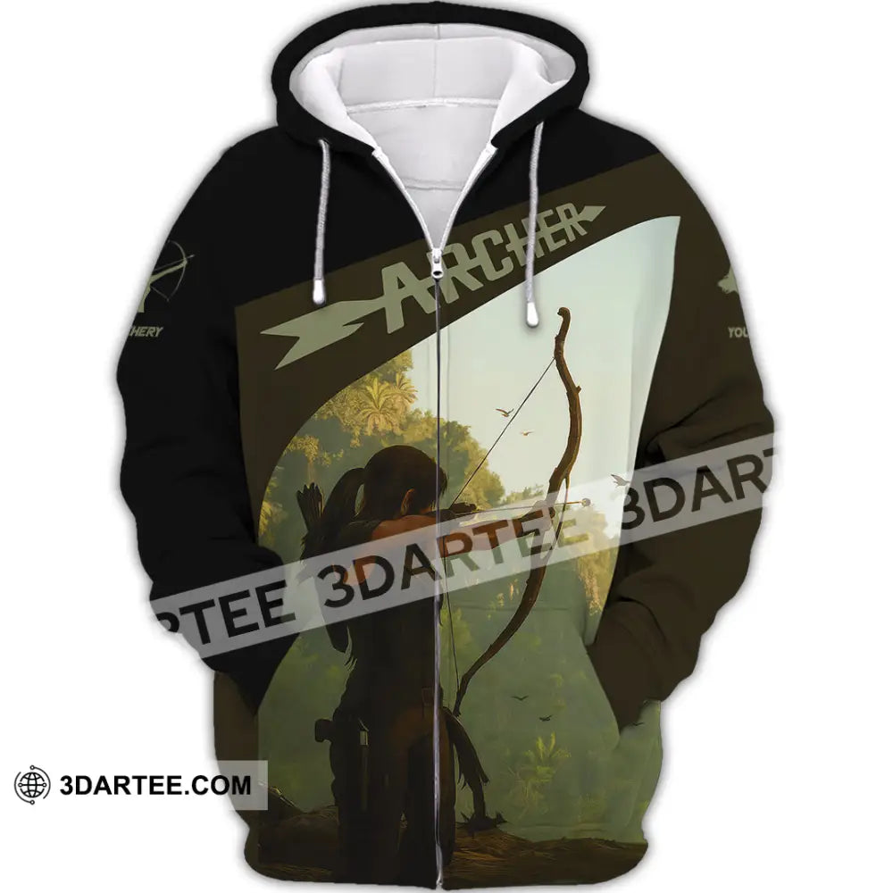 Unisex Shirt - Custom Shooting Archery Player Shirt Zipper Hoodie / S T-shirt