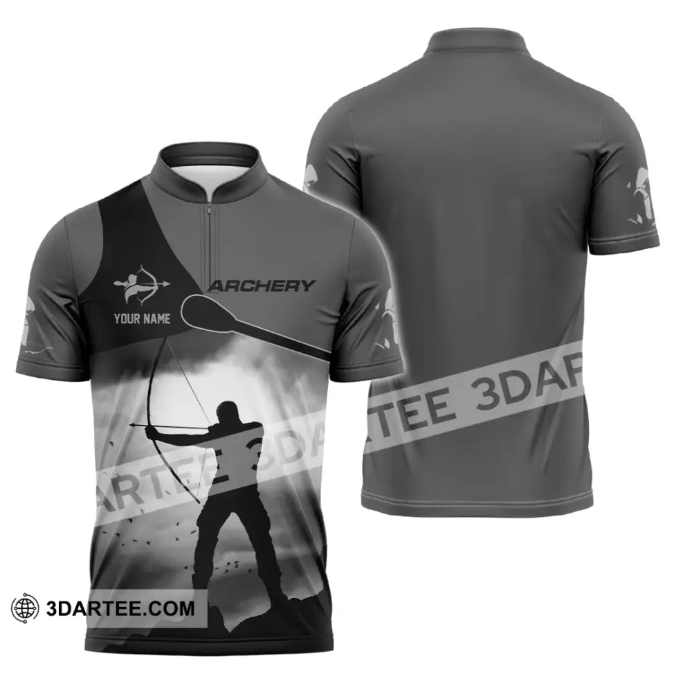 Unisex Shirt - Custom Shooting Archery Player Shirt Zipper Polo Shirt / S T-shirt