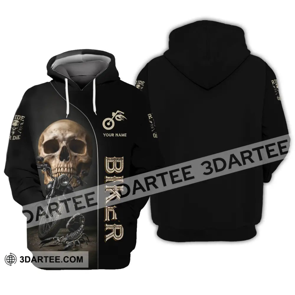 Unisex Shirt - Custom Skull Biker Shirt Hoodie / S T-shirt