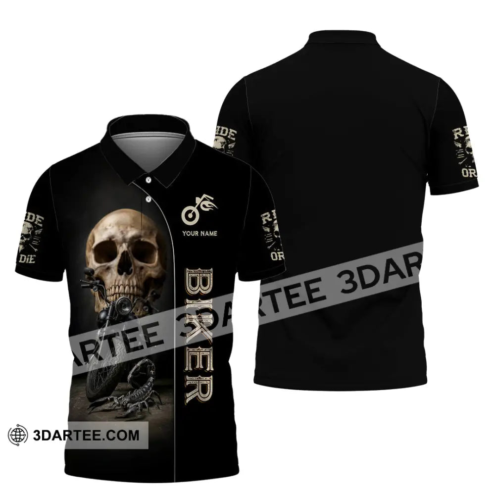 Unisex Shirt - Custom Skull Biker Shirt Polo Shirt / S T-shirt