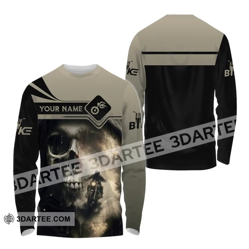 Unisex Shirt - Custom Skull Rider Shirt Long Sleeve Shirt / S T-shirt