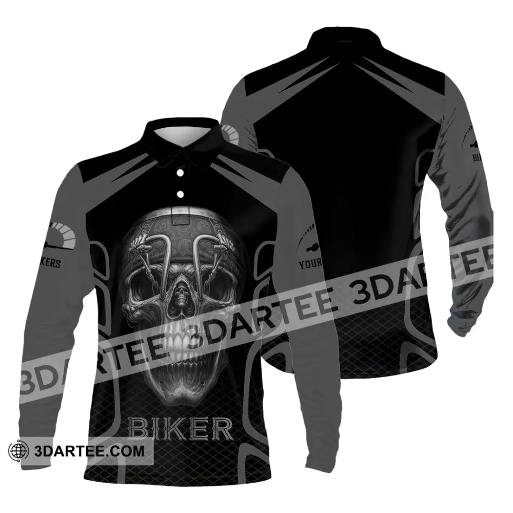 Unisex Shirt - Custom Skull Rider Riding Lover Shirt Long Sleeve Polo / S T-shirt