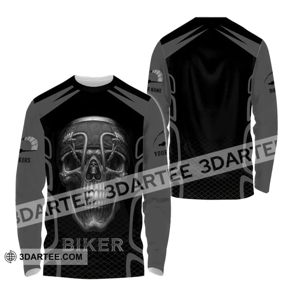 Unisex Shirt - Custom Skull Rider Riding Lover Shirt Long Sleeve Shirt / S T-shirt