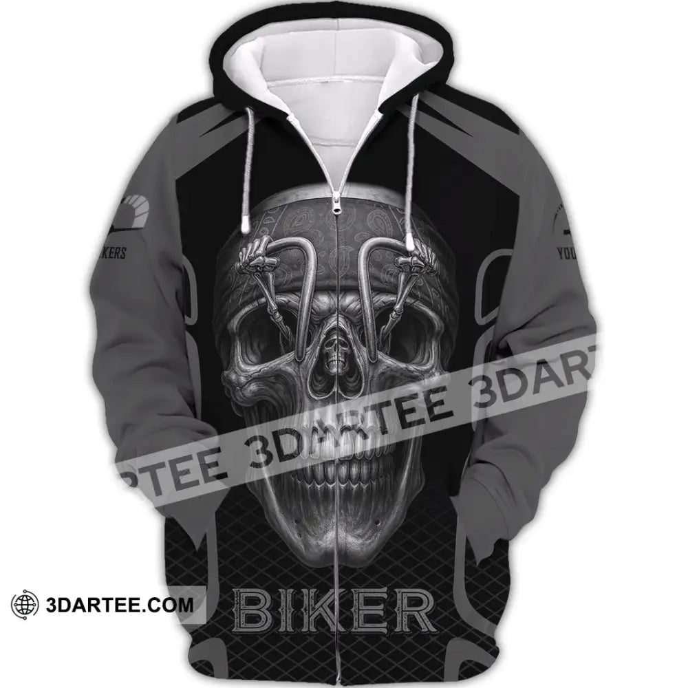Unisex Shirt - Custom Skull Rider Riding Lover Shirt Zipper Hoodie / S T-shirt