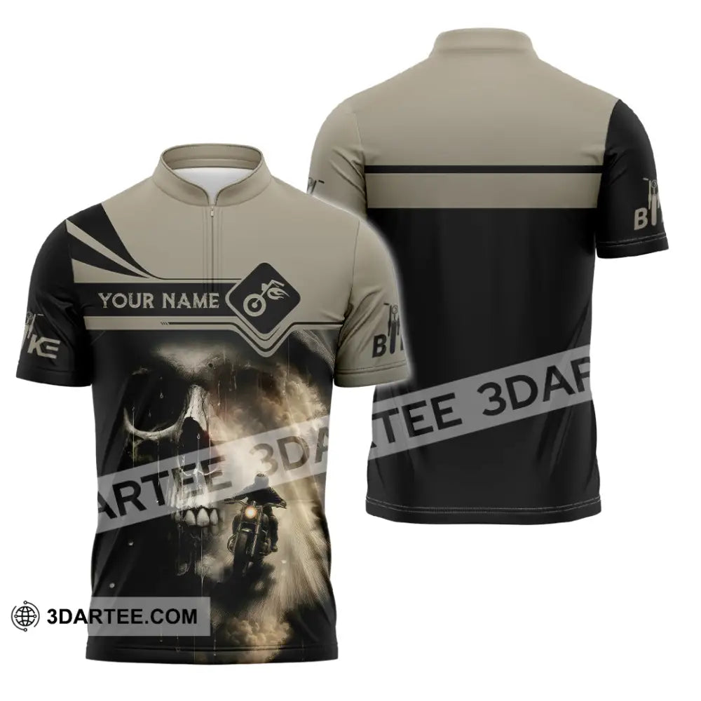 Unisex Shirt - Custom Skull Rider Shirt Zipper Polo Shirt / S T-shirt