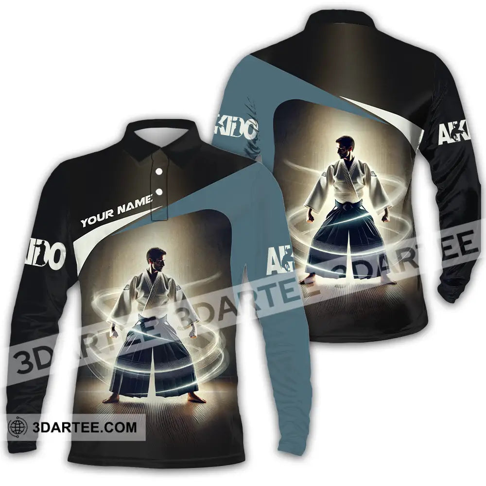 Unisex Shirt - Custom Text Aikido Long Sleeve Polo / S T-Shirt