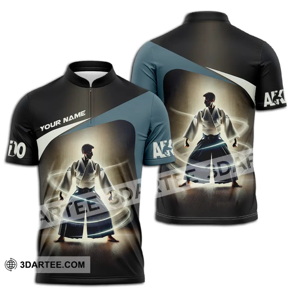 Unisex Shirt - Custom Text Aikido Zipper Polo / S T-Shirt