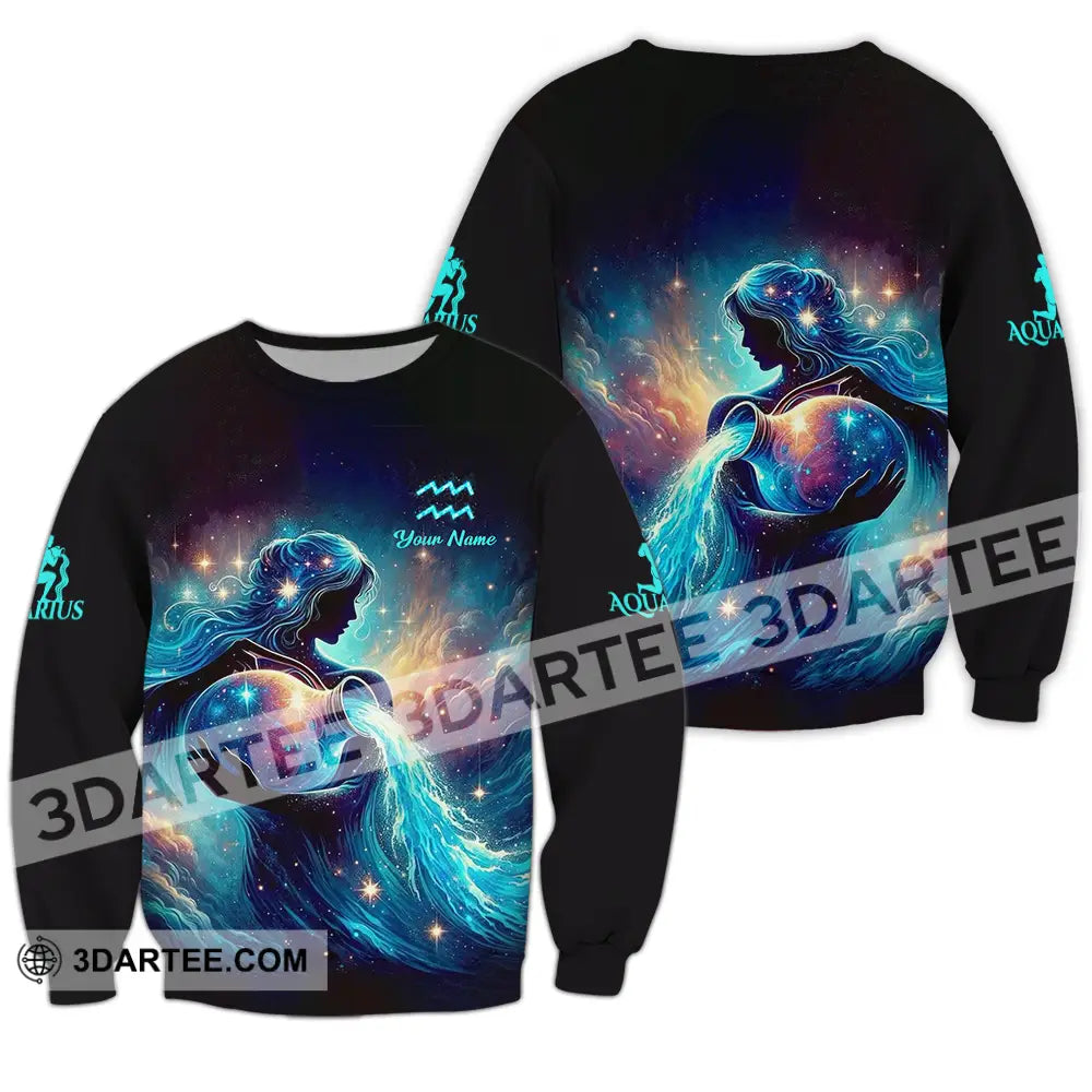 Unisex Shirt - Custom Text Aquarius Long Sleeve / S T-Shirt