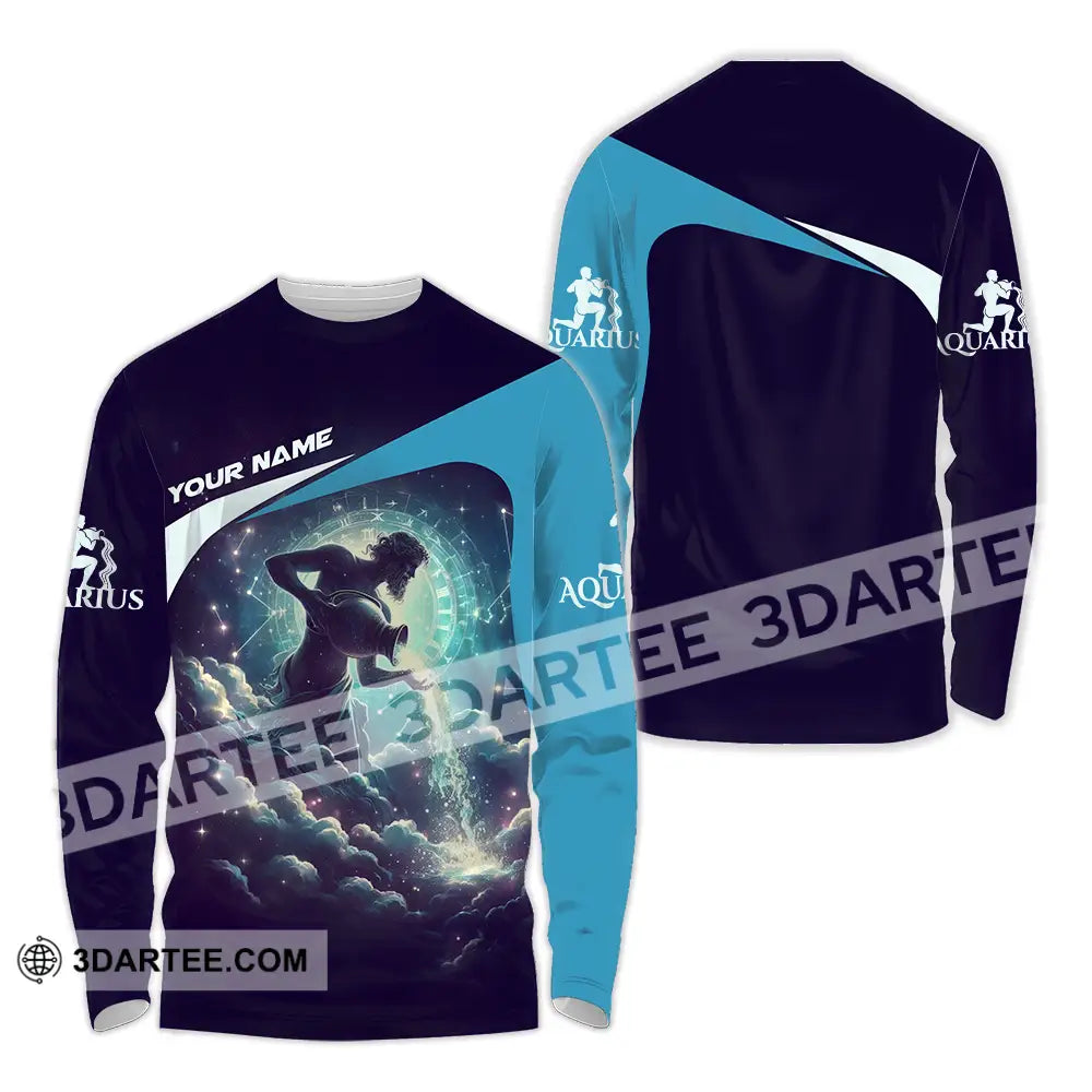 Unisex Shirt - Custom Text Aquarius Long Sleeve / S T-Shirt
