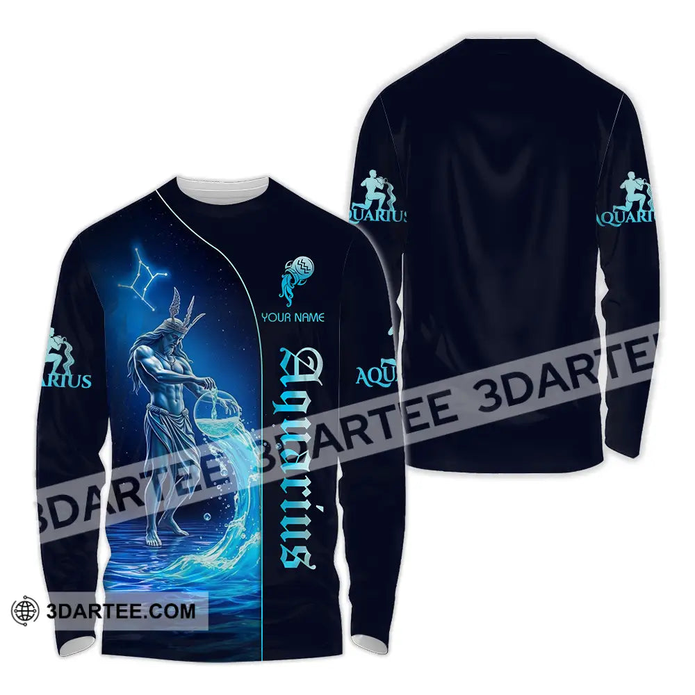 Unisex Shirt - Custom Text Aquarius Long Sleeve / S T-Shirt