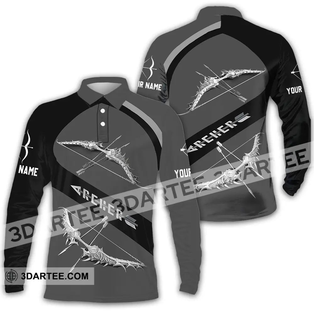 Unisex Shirt - Custom Text Archer Long Sleeve Polo / S T-Shirt