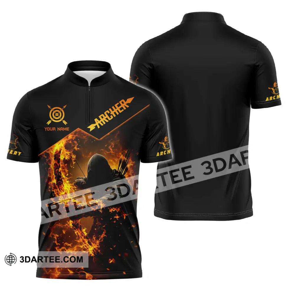 Unisex Shirt - Custom Text Shirt Archer Zipper Polo Shirt / S T-shirt