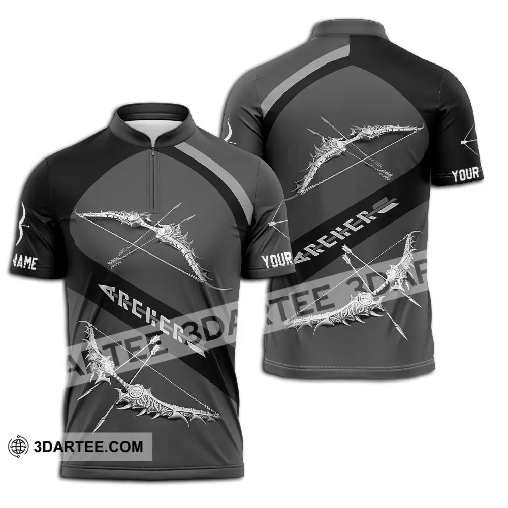 Unisex Shirt - Custom Text Archer Zipper Polo / S T-Shirt