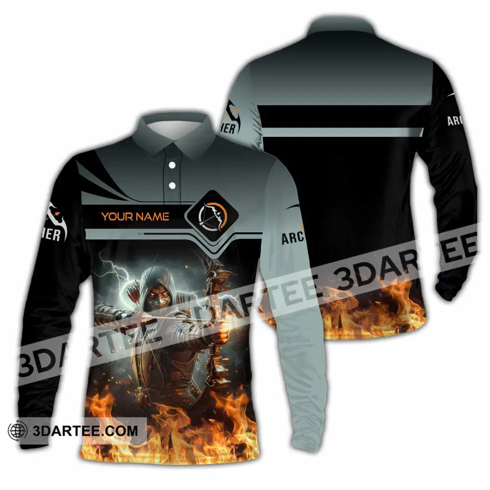 Unisex Shirt - Custom Text Shirt Archery Shirt Long Sleeve Polo / S T-shirt