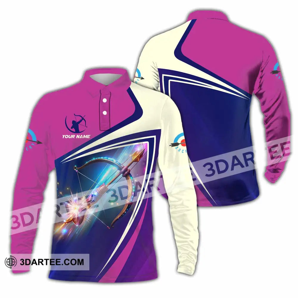 Unisex Shirt - Custom Text Shirt Archery Shirt Long Sleeve Polo / S T-shirt