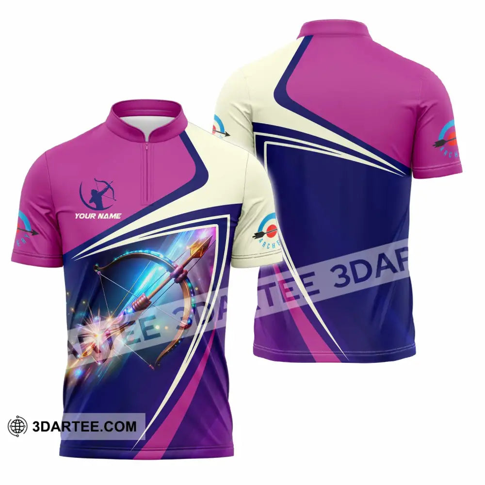 Unisex Shirt - Custom Text Shirt Archery Shirt Zipper Polo Shirt / S T-shirt