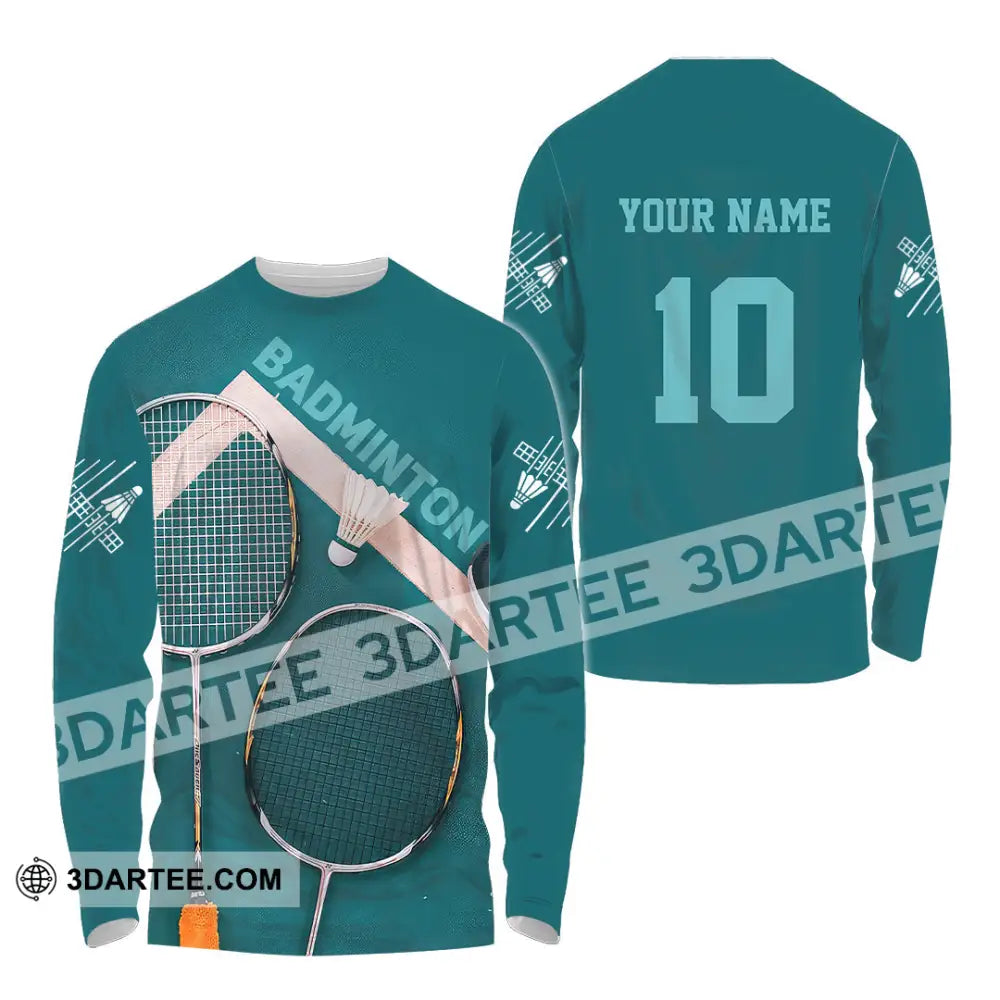 Unisex Shirt - Custom Text Shirt Badminton Shirt Long Sleeve Shirt / S T-shirt
