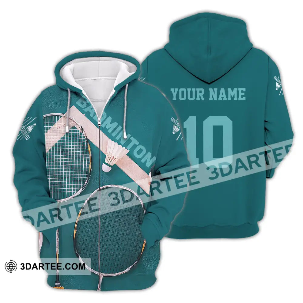 Unisex Shirt - Custom Text Shirt Badminton Shirt Zipper Hoodie / S T-shirt