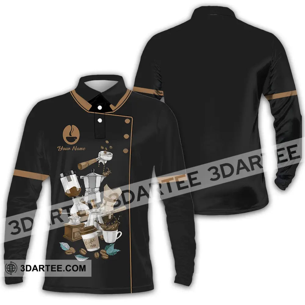 Unisex Shirt - Custom Text Shirt Barista Shirt Long Sleeve Polo / S T-shirt