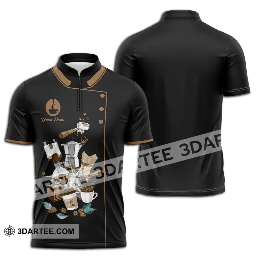 Unisex Shirt - Custom Text Shirt Barista Shirt Zipper Polo Shirt / S T-shirt