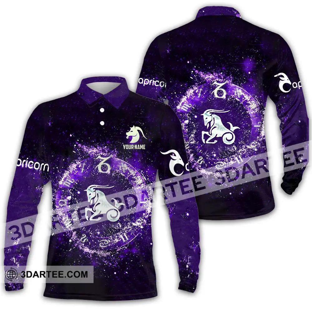 Unisex Shirt - Custom Text Capricorn Long Sleeve Polo / S T-Shirt