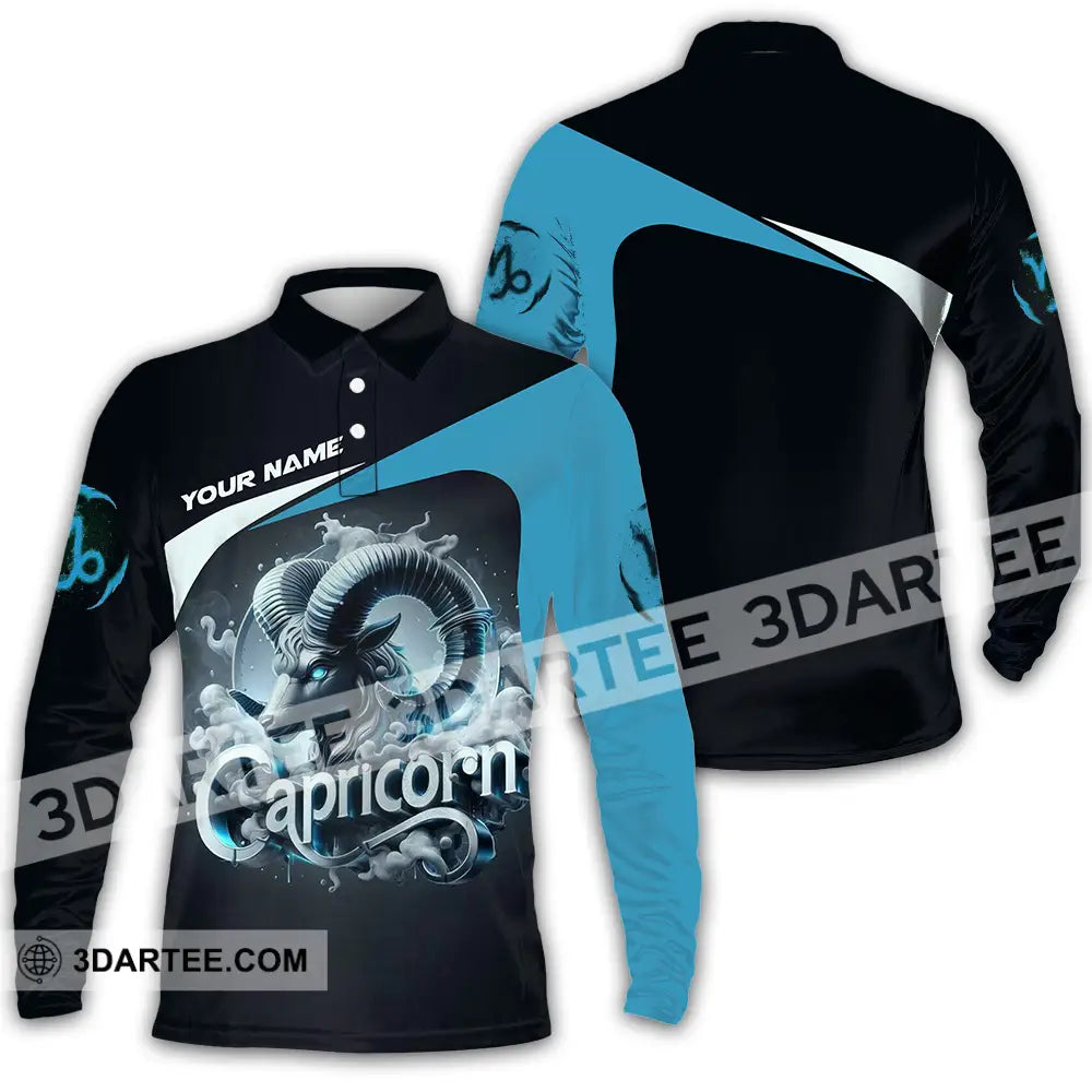 Unisex Shirt - Custom Text Shirt Capricorn Long Sleeve Polo / S T-shirt