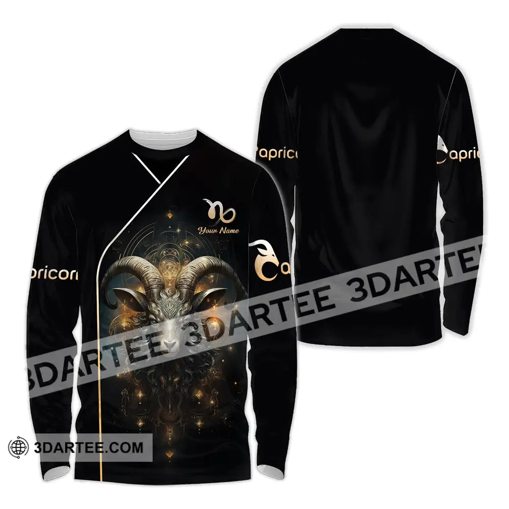 Unisex Shirt - Custom Text Capricorn Long Sleeve / S T-Shirt