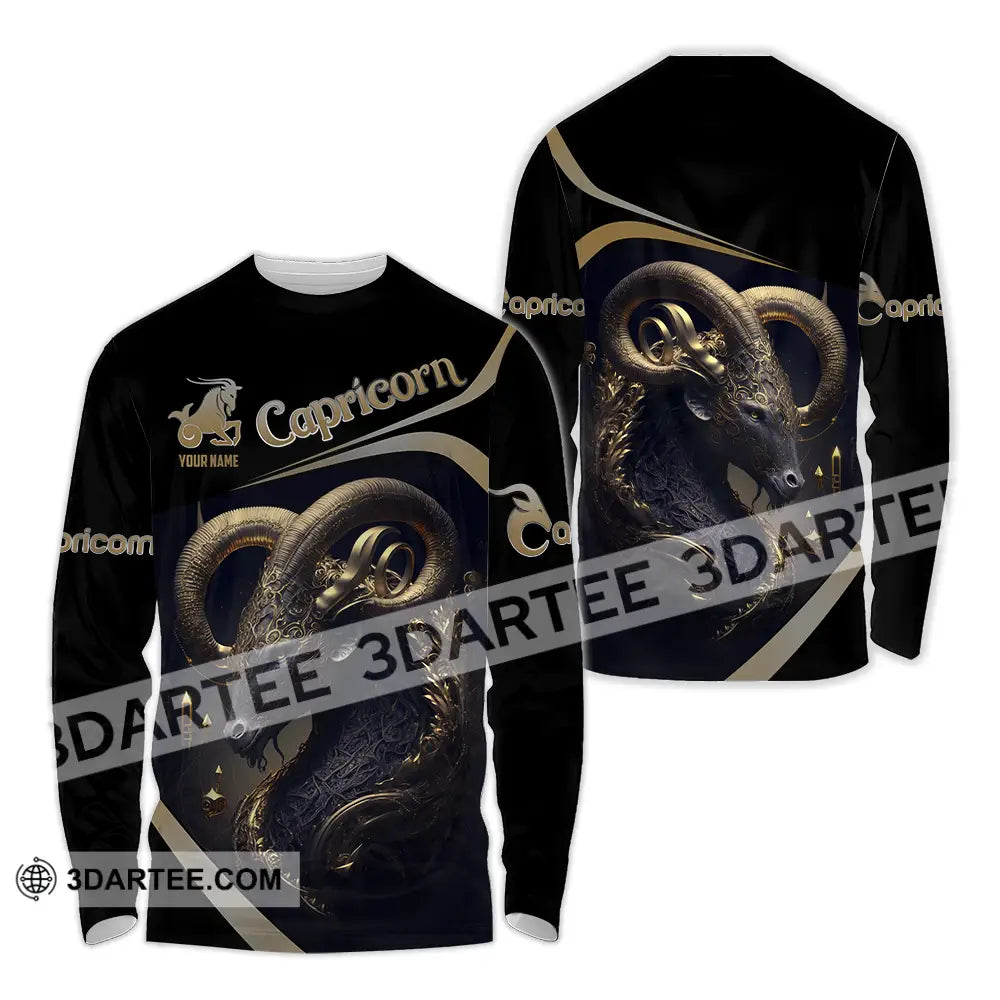 Unisex Shirt - Custom Text Capricorn Long Sleeve / S T-Shirt