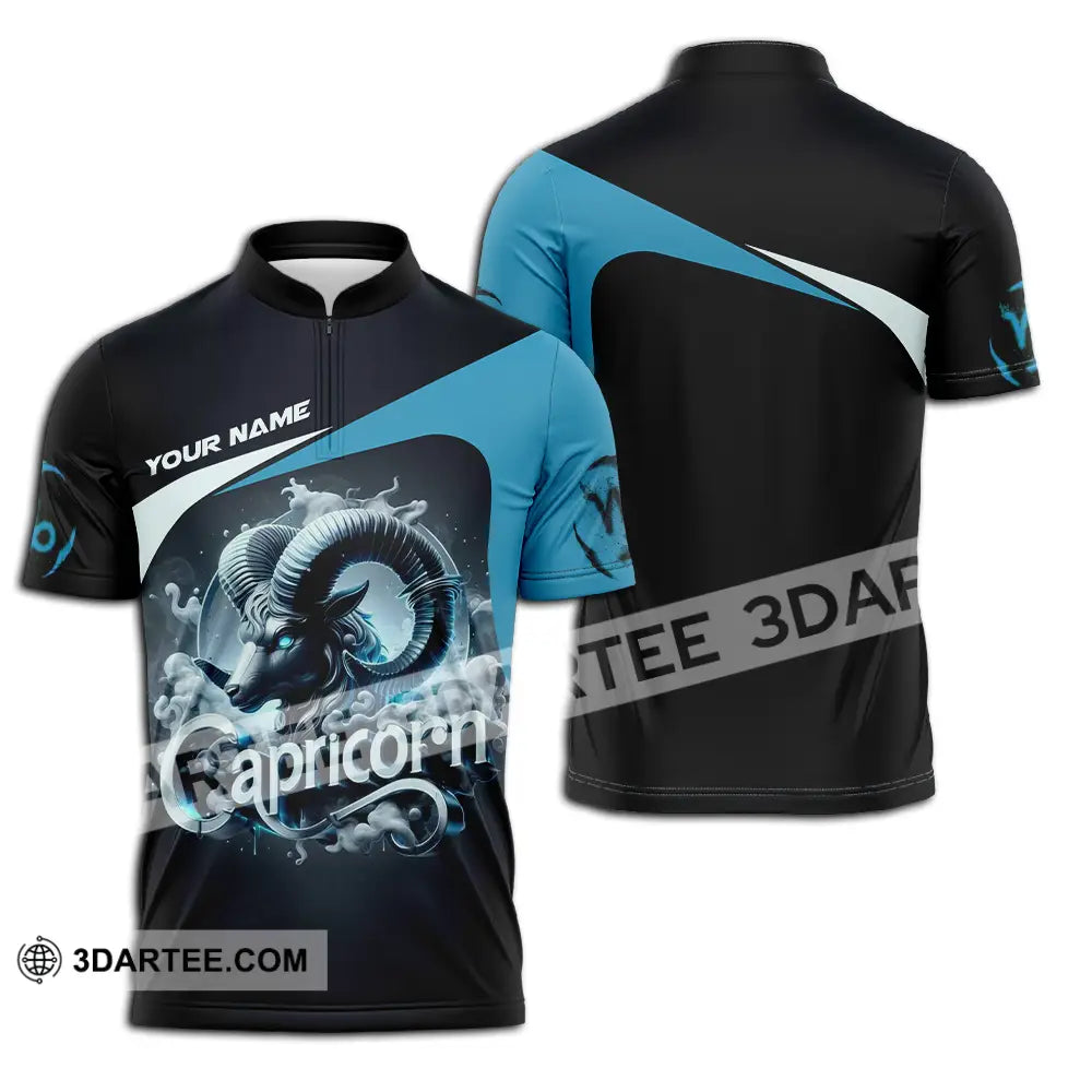 Unisex Shirt - Custom Text Shirt Capricorn Zipper Polo Shirt / S T-shirt