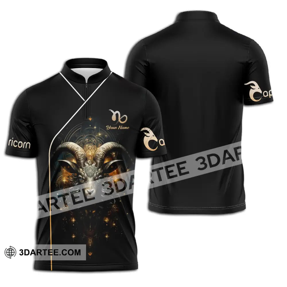 Unisex Shirt - Custom Text Capricorn Zipper Polo / S T-Shirt
