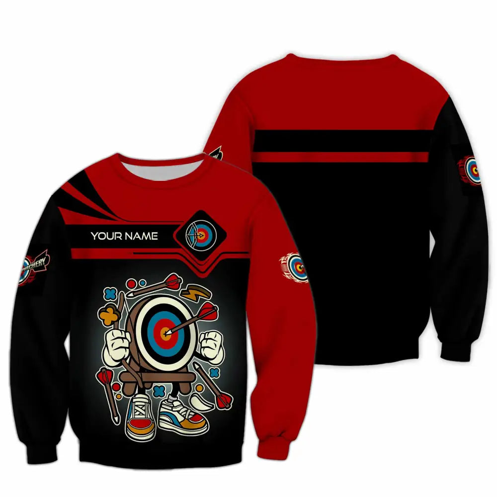 Unisex Shirt - Custom Text Shirt Cartoon Archery Long Sleeve / S T-shirt