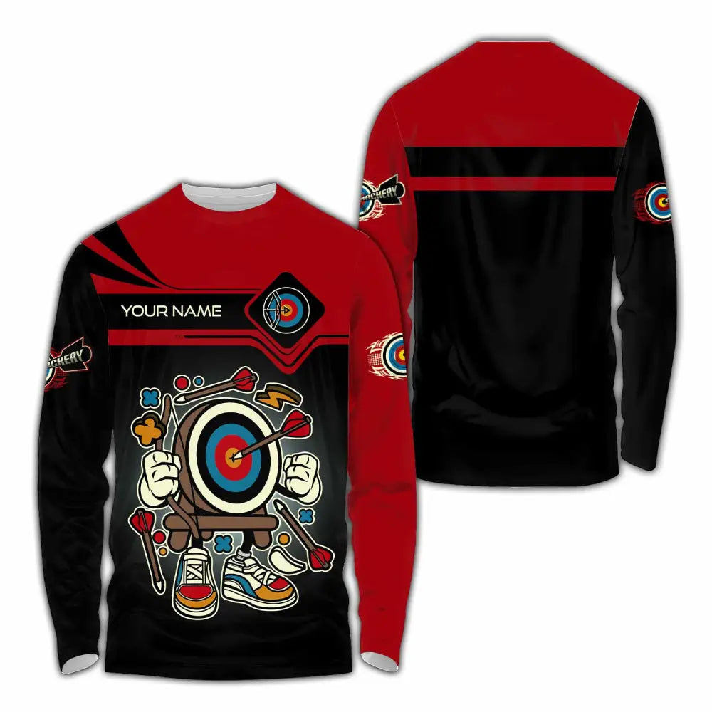 Unisex Shirt - Custom Text Shirt Cartoon Archery Long Sleeve Shirt / S T-shirt