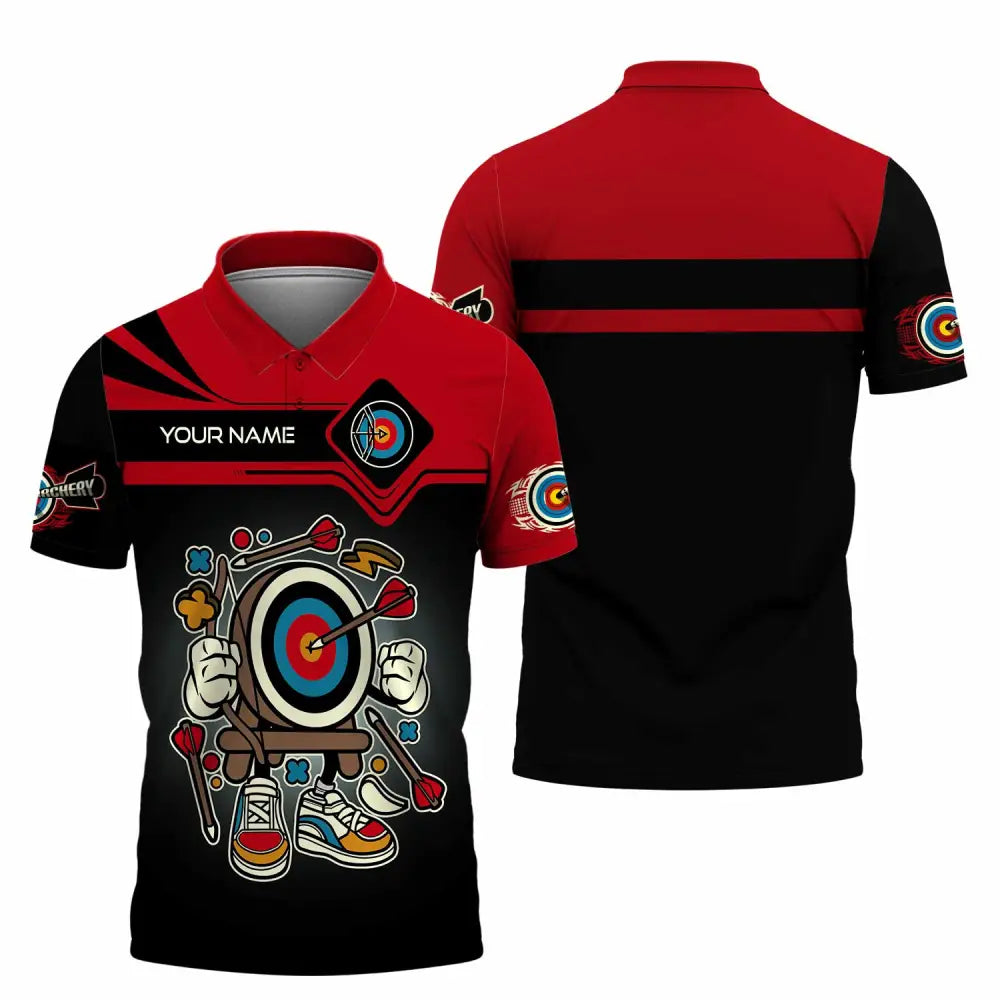 Unisex Shirt - Custom Text Shirt Cartoon Archery Polo Shirt / S T-shirt