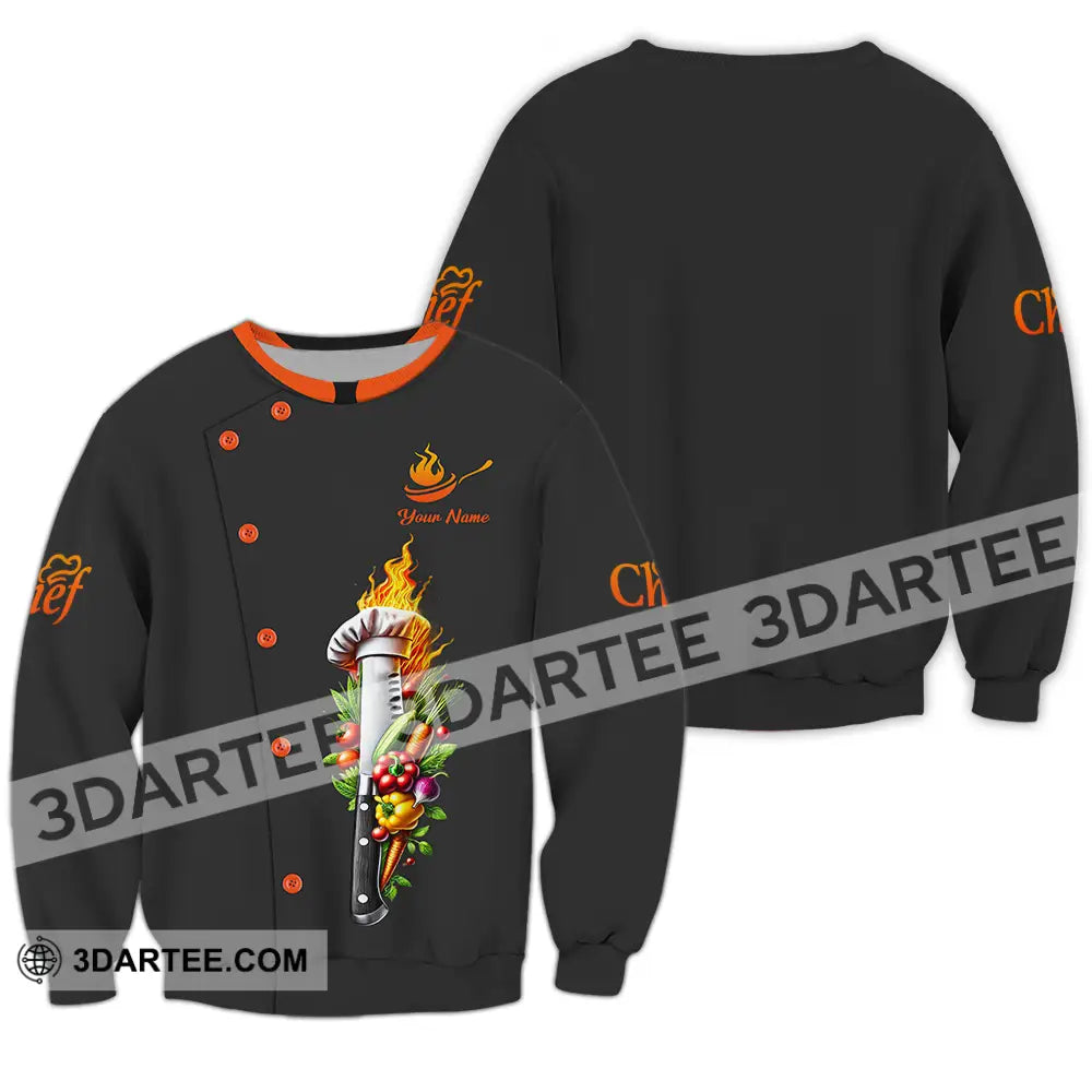 Unisex Shirt - Custom Text Chef Long Sleeve / S T-Shirt