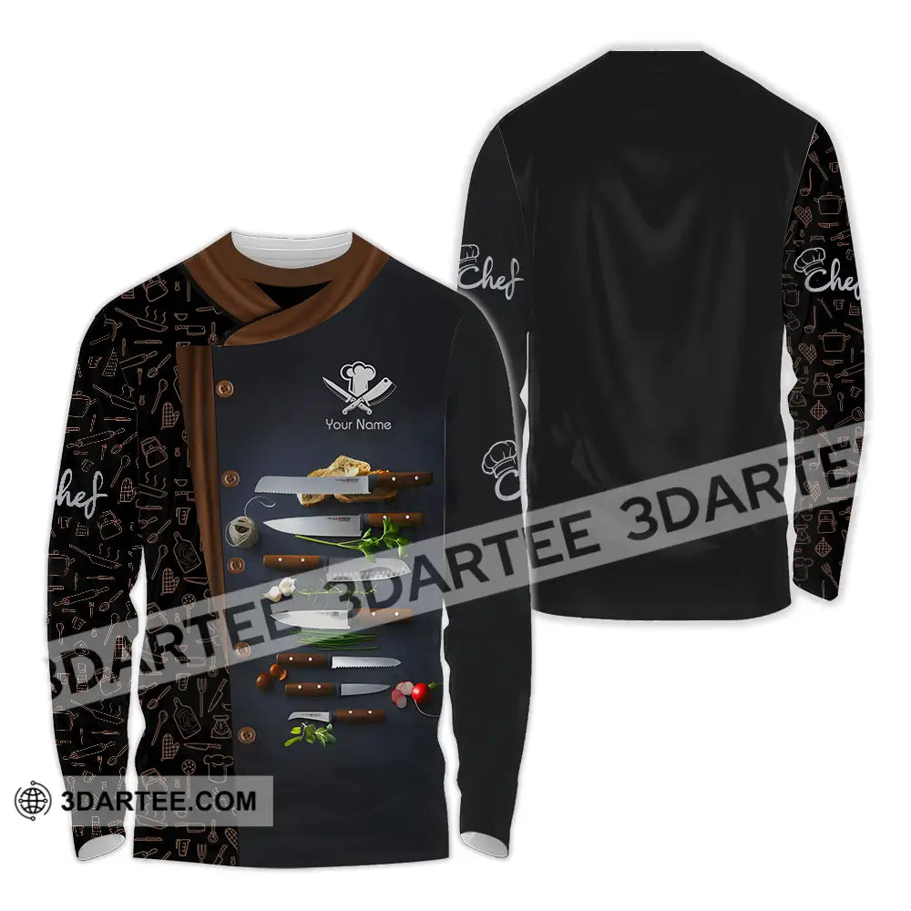 Unisex Shirt - Custom Text Chef Long Sleeve / S T-Shirt