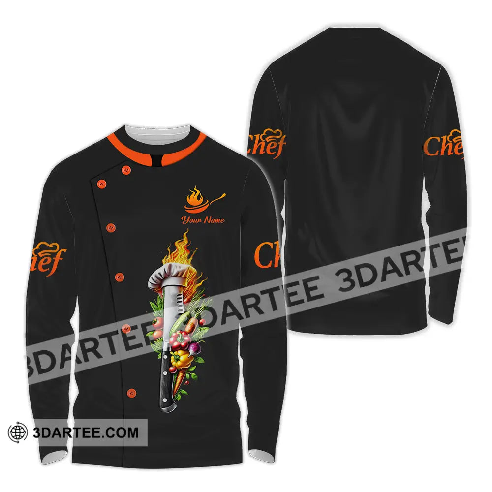 Unisex Shirt - Custom Text Chef Long Sleeve / S T-Shirt