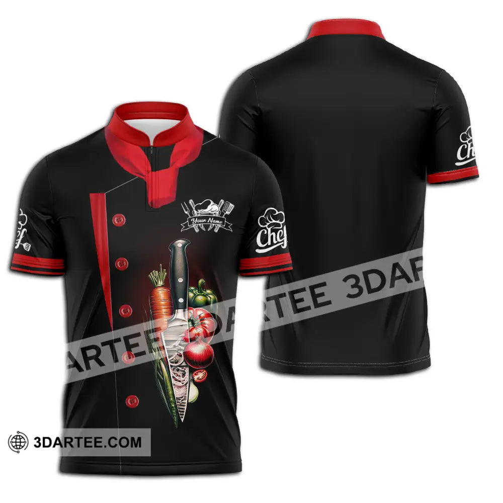 Unisex Shirt - Custom Text Chef Zipper Polo / S T-Shirt
