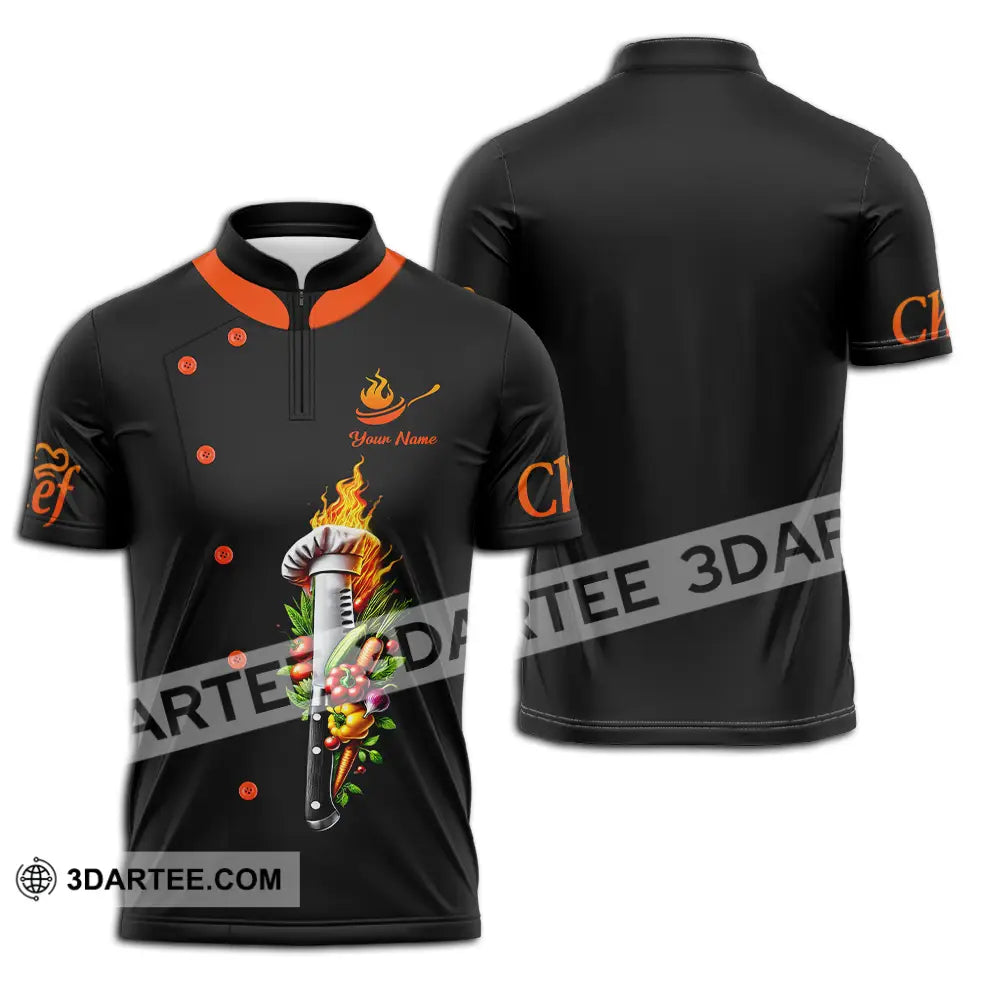 Unisex Shirt - Custom Text Chef Zipper Polo / S T-Shirt