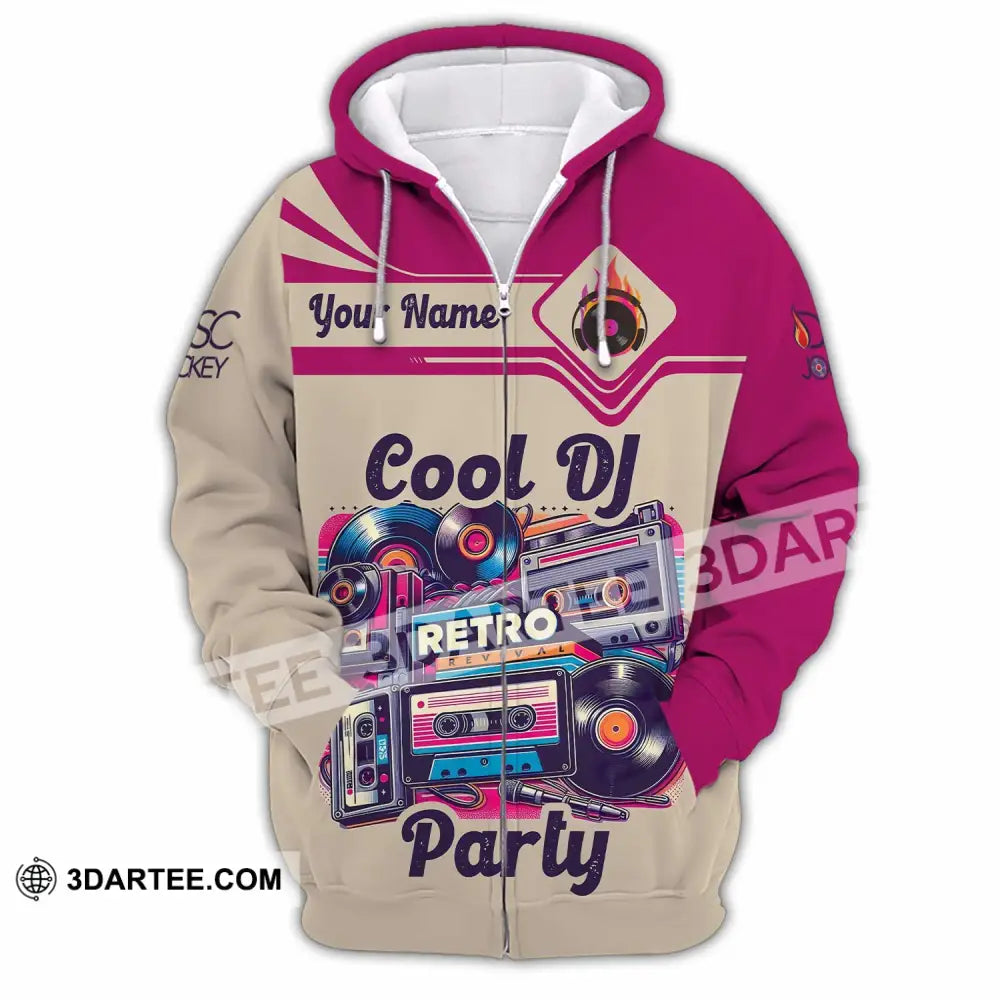 Unisex Shirt - Custom Text Shirt Cool DJ Retro Party Shirt Zipper Hoodie / S T-shirt
