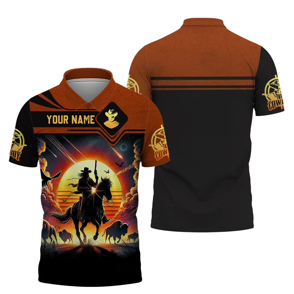 Unisex Shirt - Custom Text Cowboy Shirt Polo Shirt / S T-shirt