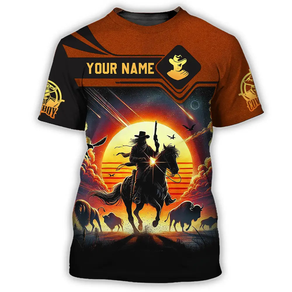 Unisex Shirt - Custom Text Cowboy Shirt T-Shirt / S T-shirt