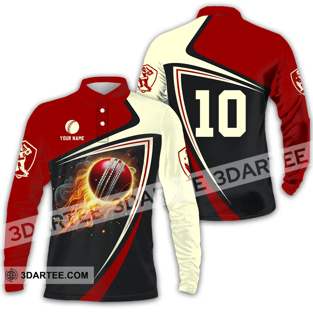 Unisex Shirt - Custom Text Shirt Cricket Shirt Long Sleeve Polo / S T-shirt