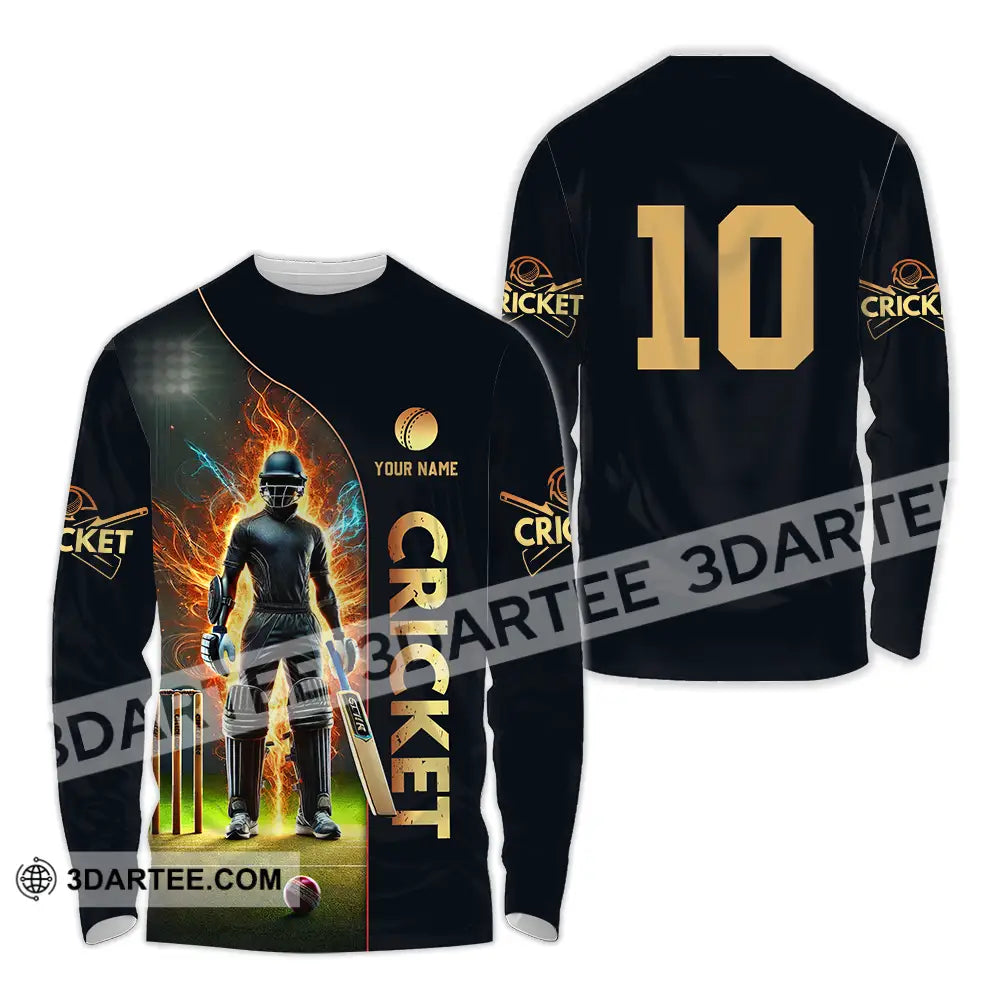 Unisex Shirt - Custom Text Shirt Cricket Shirt Long Sleeve Shirt / S T-shirt